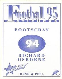1995 Select AFL Stickers #94 Richard Osborne Back
